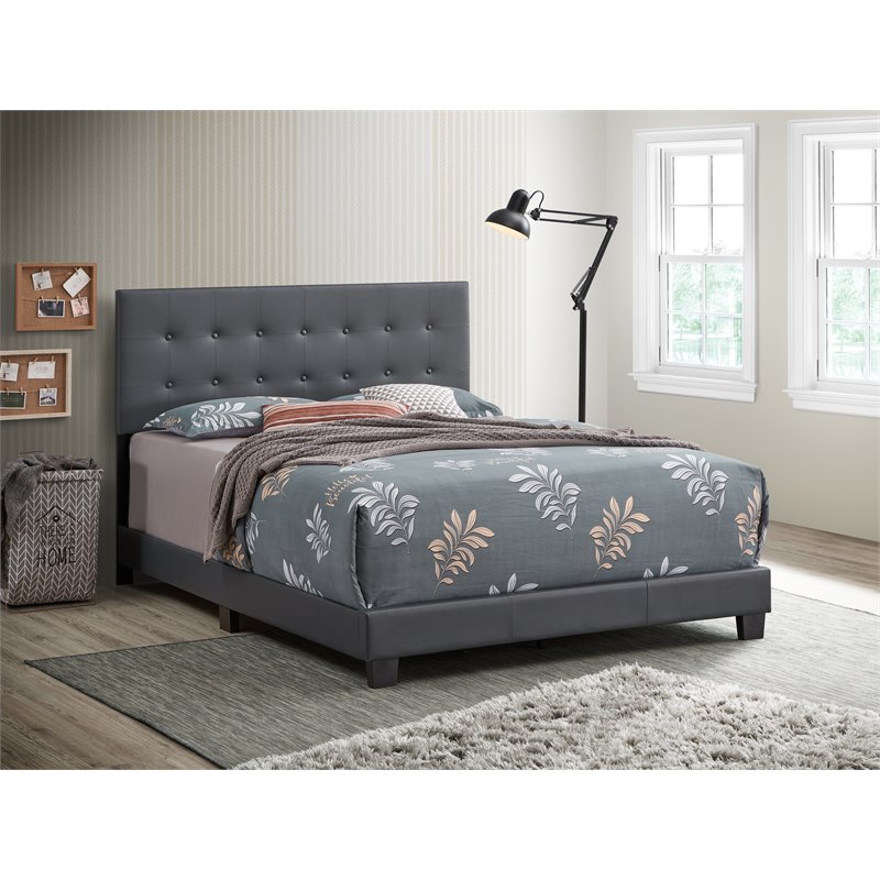 Glory Furniture Caldwell Faux Leather Panel Full Bed in Gray Cymax