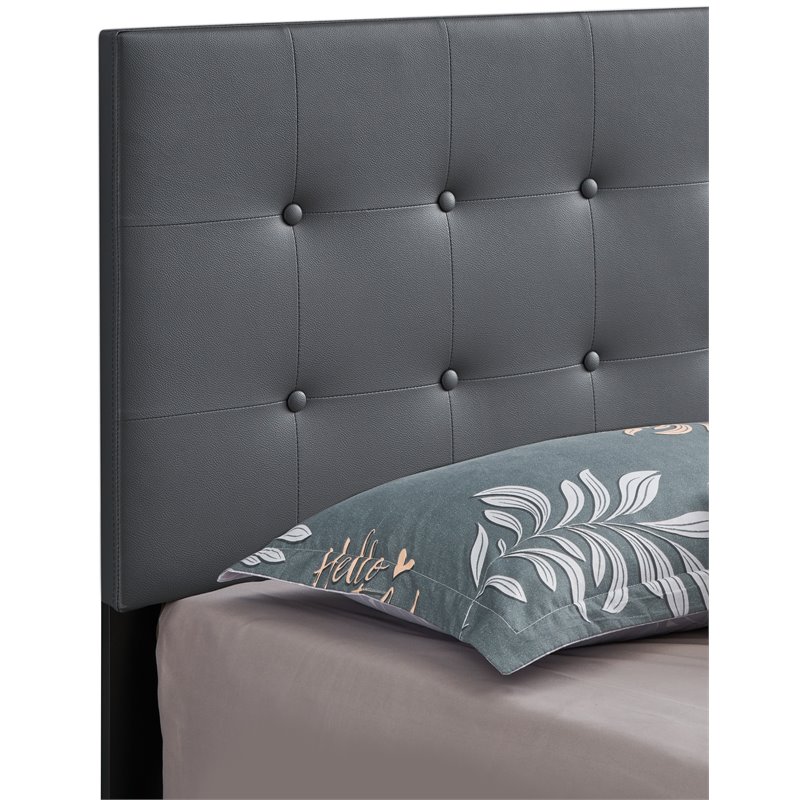 Glory Furniture Caldwell Faux Leather Panel Full Bed in Gray