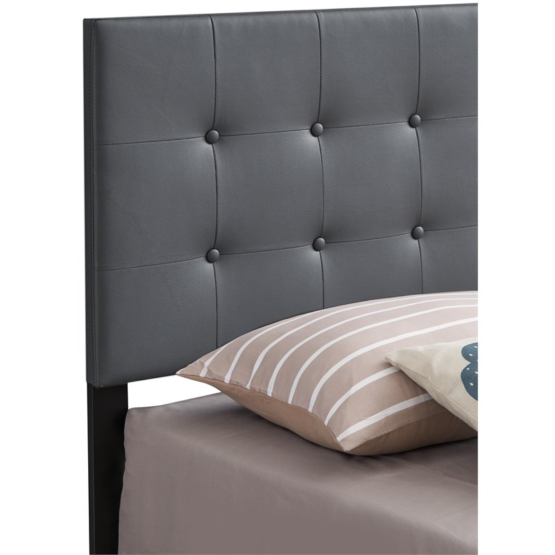 Glory Furniture Caldwell Faux Leather Panel Twin Bed in Gray
