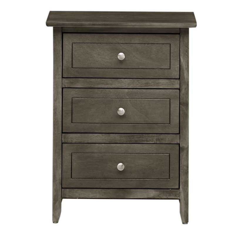 Glory Furniture Daniel 3 Drawer Nightstand in Gray