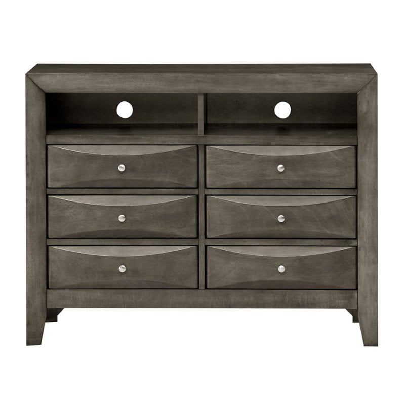 Glory Furniture Marilla 6 Drawer TV Stand in Gray