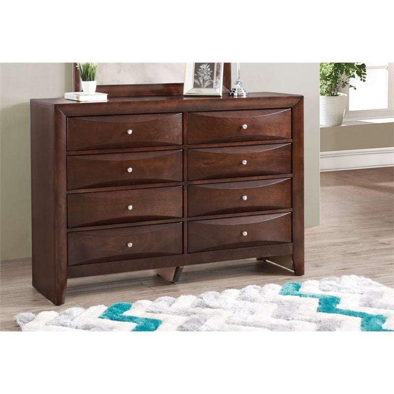 Glory Furniture Marilla 8-Drawers Bedroom Dresser in Cappuccino