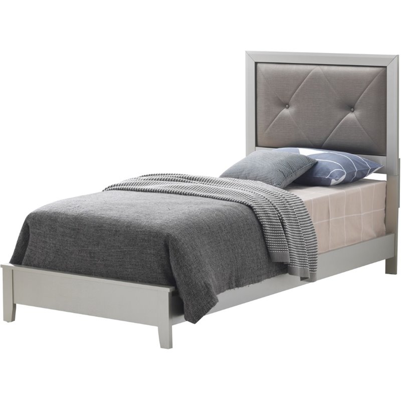 Glory Furniture Primo Twin Panel Bed in Silver Champagne