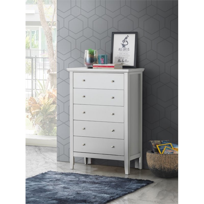 Glory Furniture Primo 5-Drawers Bedroom Chest in Silver Champagne
