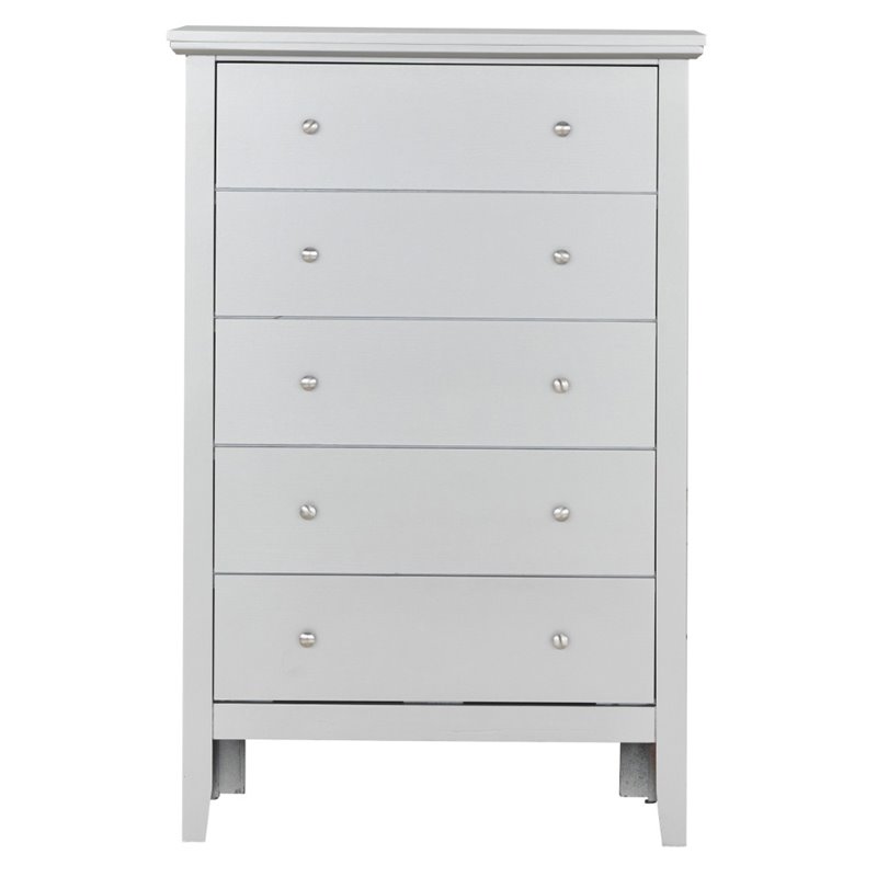 Glory Furniture Primo 5-Drawers Bedroom Chest in Silver Champagne