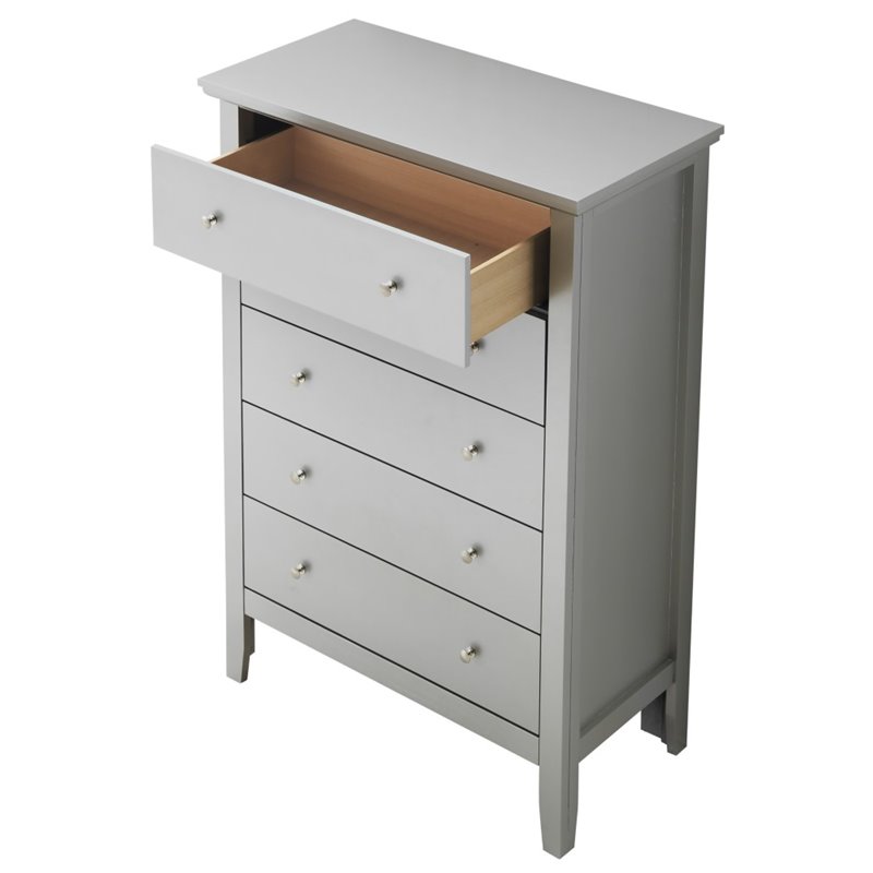 Glory Furniture Primo 5-Drawers Bedroom Chest in Silver Champagne