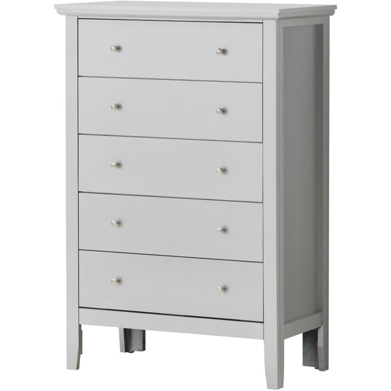Glory Furniture Primo 5-Drawers Bedroom Chest in Silver Champagne