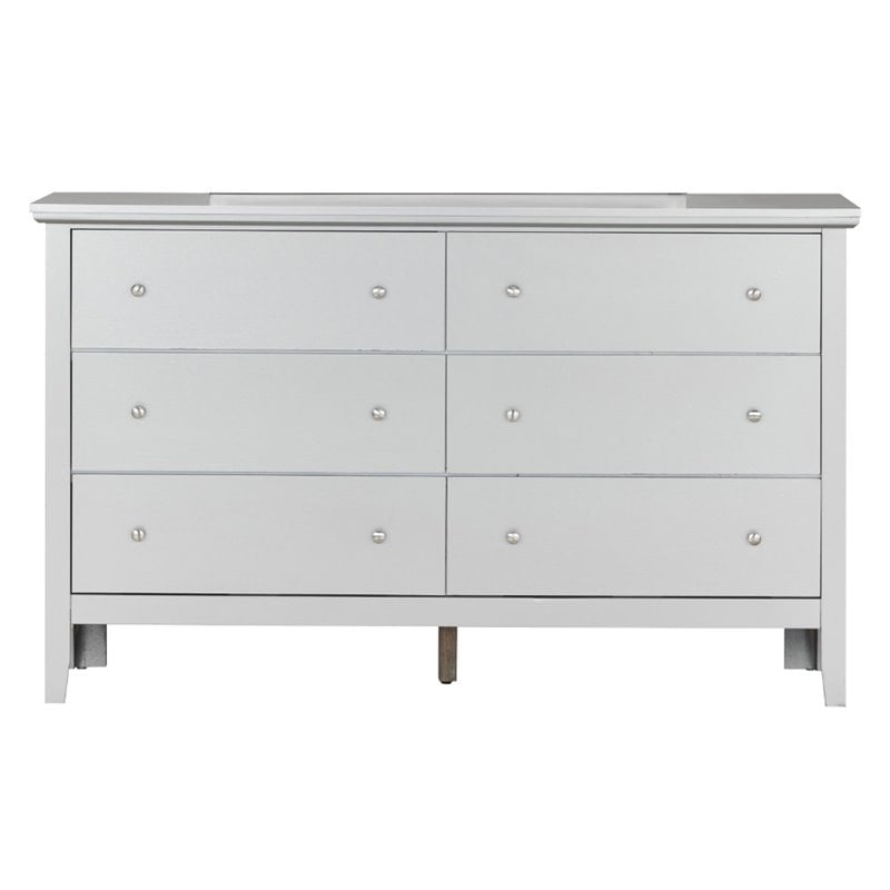 Glory Furniture Primo 6-Drawers Bedroom Dresser in Silver Champagne