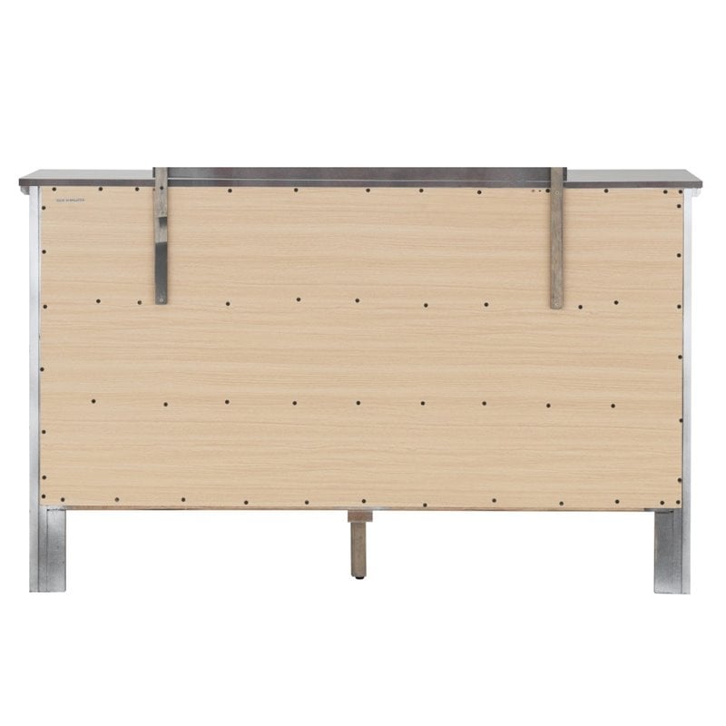Glory Furniture Primo 6-Drawers Bedroom Dresser in Silver Champagne