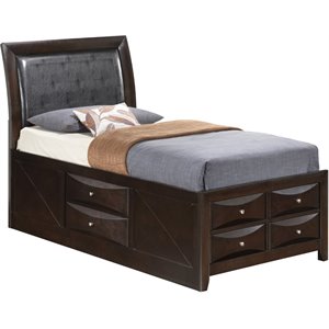 Glory Furniture Marilla Wood Veneer Twin Storage Bed in Cappuccino