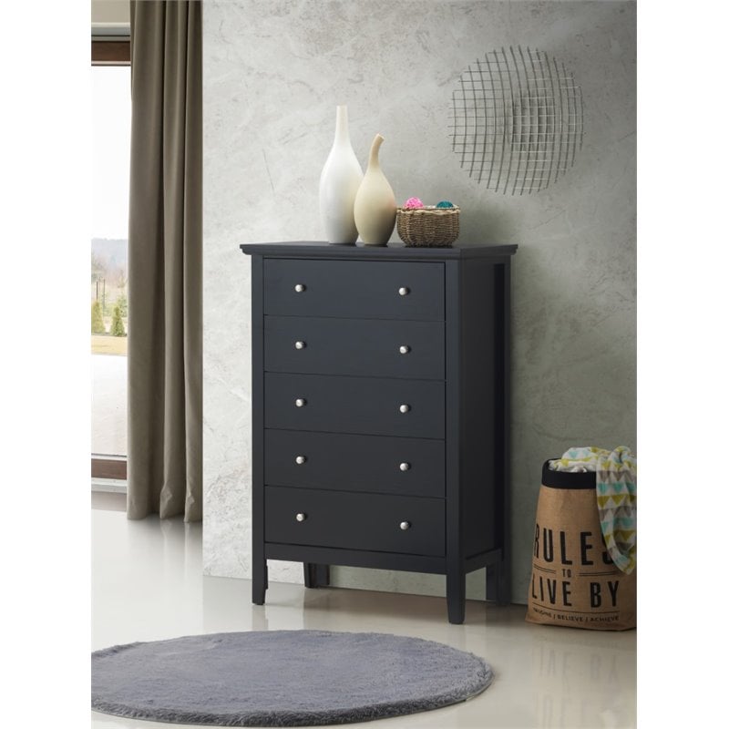 Glory Furniture Primo 5-Drawers Bedroom Chest in Black