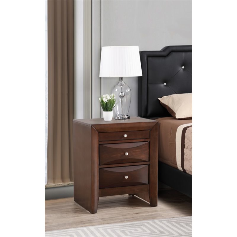 Glory Furniture Marilla 3 Drawer Nightstand in Cappuccino