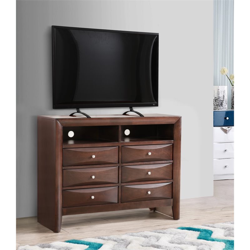 Glory Furniture Marilla 6 Drawer TV Stand in Cappuccino