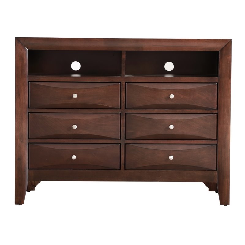 Glory Furniture Marilla 6 Drawer TV Stand in Cappuccino