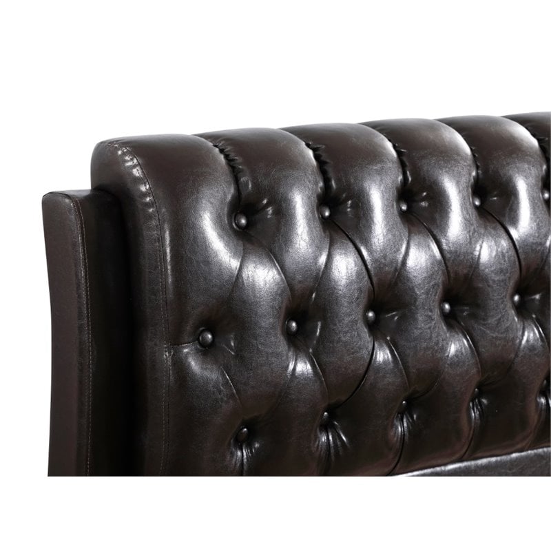 Glory Furniture Marilla Faux Leather Upholstered Full Bed in Dark Brown