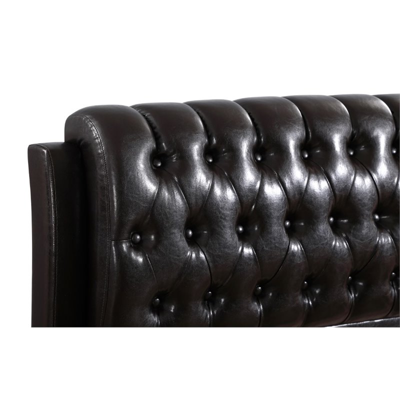 Glory Furniture Marilla Faux Leather Upholstered King Bed in Dark Brown