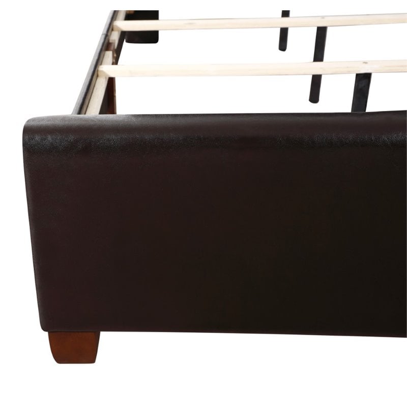Glory Furniture Marilla Faux Leather Upholstered King Bed in Dark Brown