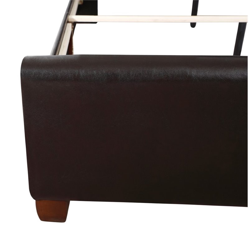 Glory Furniture Marilla Faux Leather Upholstered Queen Bed in Dark Brown