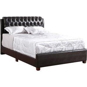 Glory Furniture Marilla Faux Leather Upholstered Queen Bed in Dark Brown