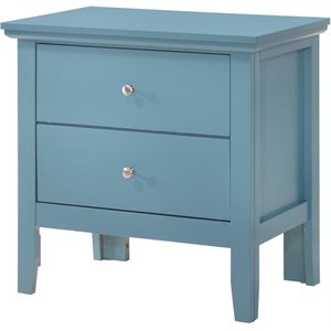 Glory Furniture Primo 2 Drawer Nightstand in Teal