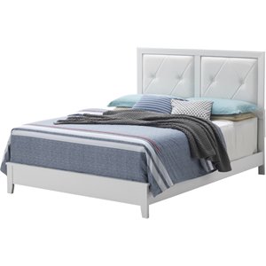 Glory Furniture Primo Faux Leather Upholstered King Panel Bed in White
