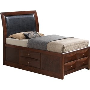 Glory Furniture Marilla Wood Veneer Twin Storage Bed in Cherry