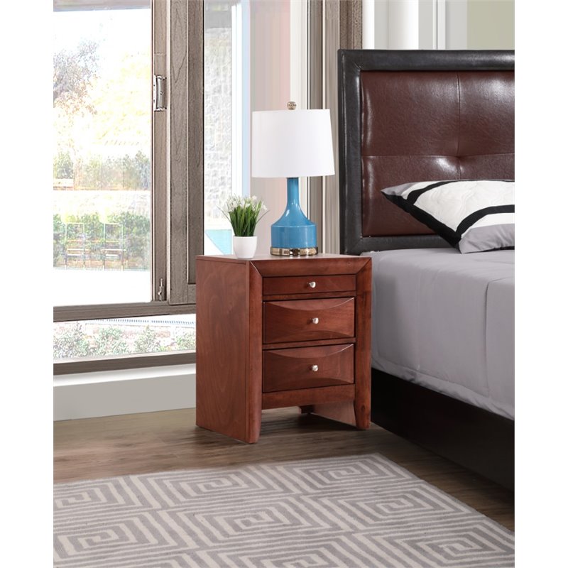 Glory Furniture Marilla 3 Drawer Nightstand in Cherry
