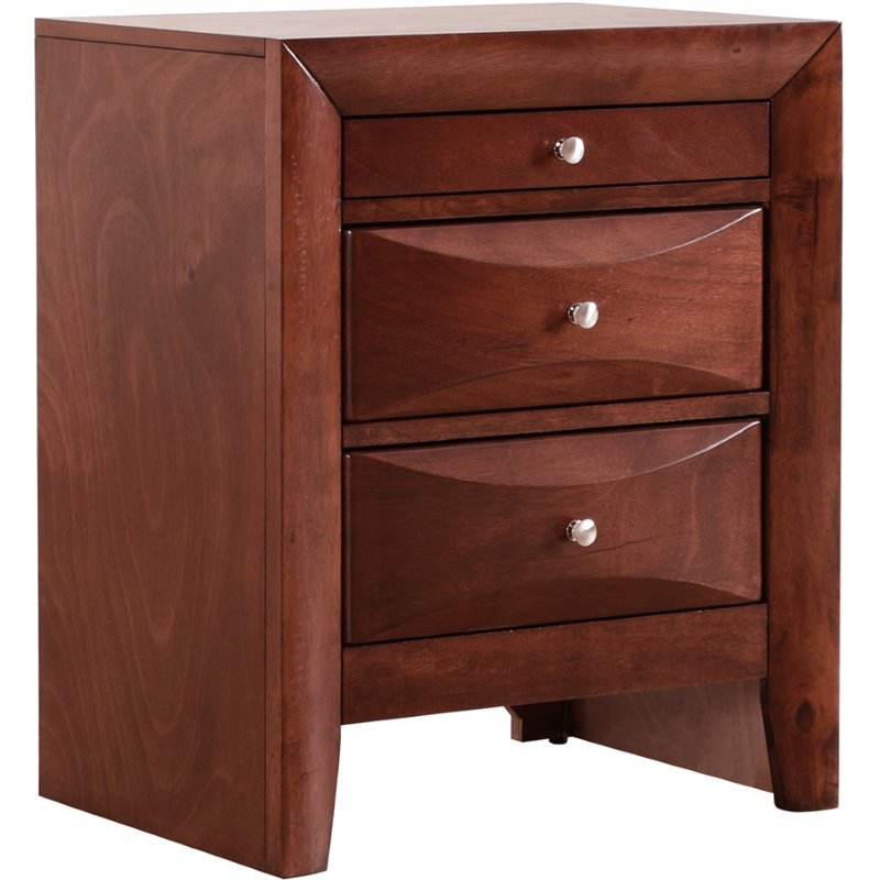 Glory Furniture Marilla 3 Drawer Nightstand in Cherry