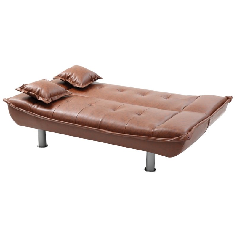 Glory Furniture Lionel Faux Leather Sleeper Sofa in Brown
