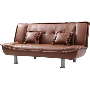 glory furniture lionel faux leather sleeper sofa in brown