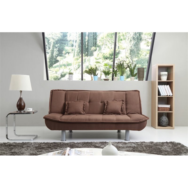 Glory Furniture Lionel Microsuede Sleeper Sofa in Chocolate