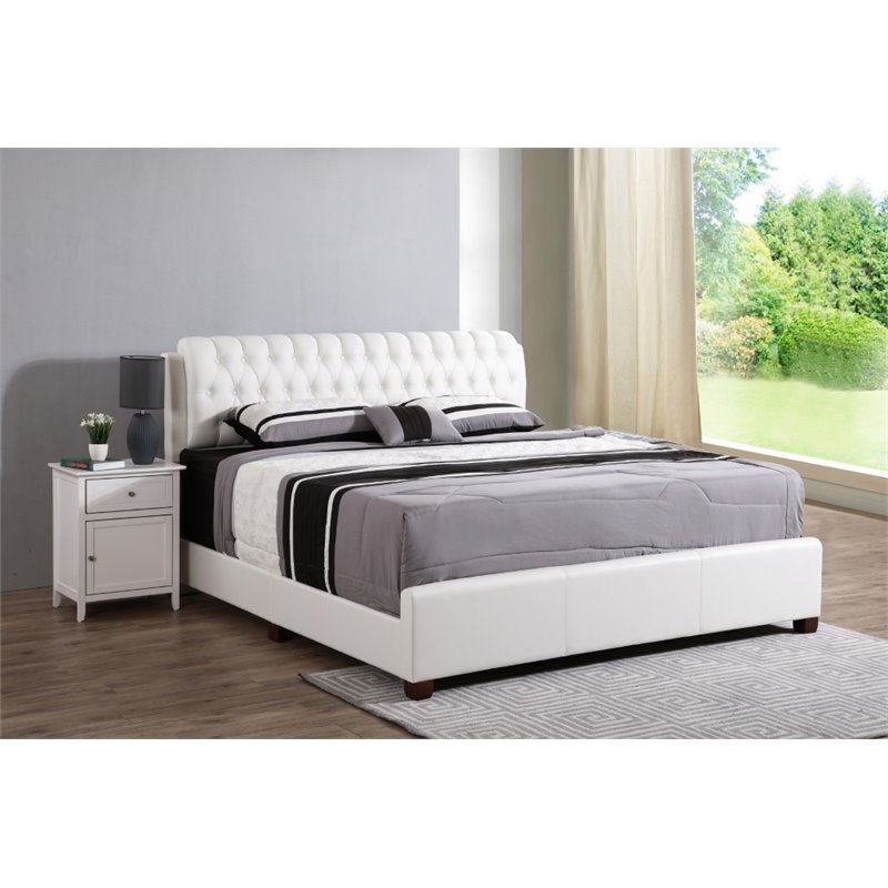 Glory Furniture Marilla Faux Leather Upholstered King Bed in White