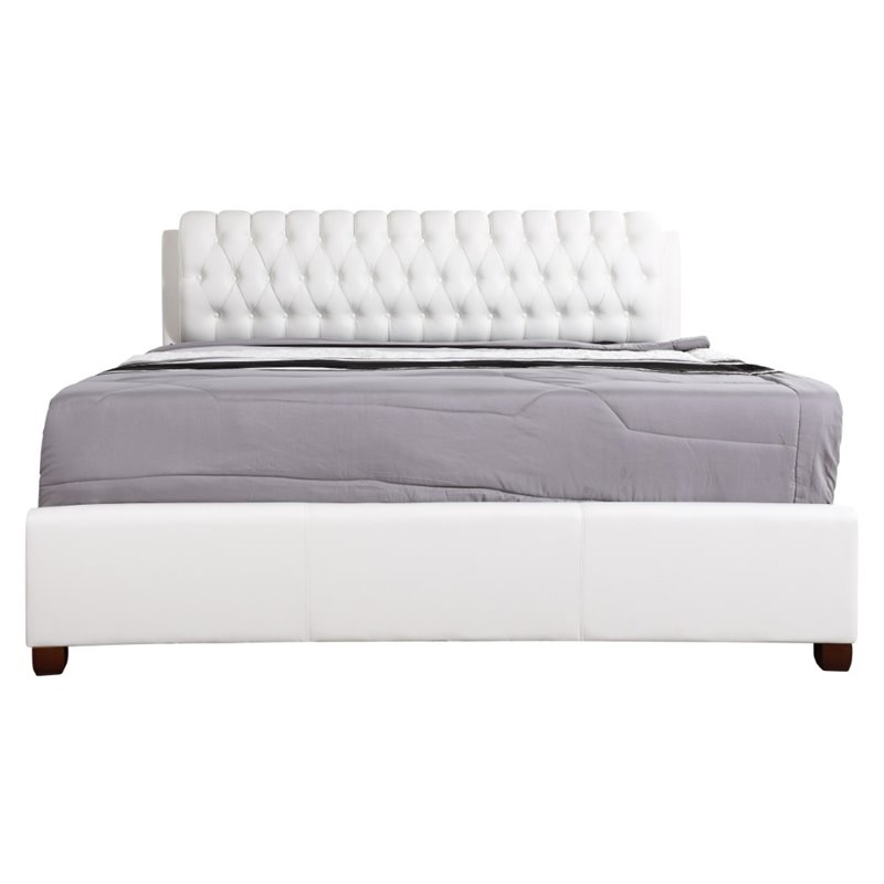 Glory Furniture Marilla Faux Leather Upholstered King Bed in White