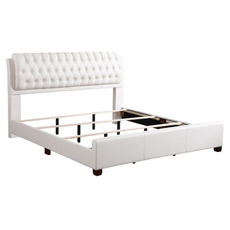 Glory Furniture Marilla Faux Leather Upholstered King Bed in White