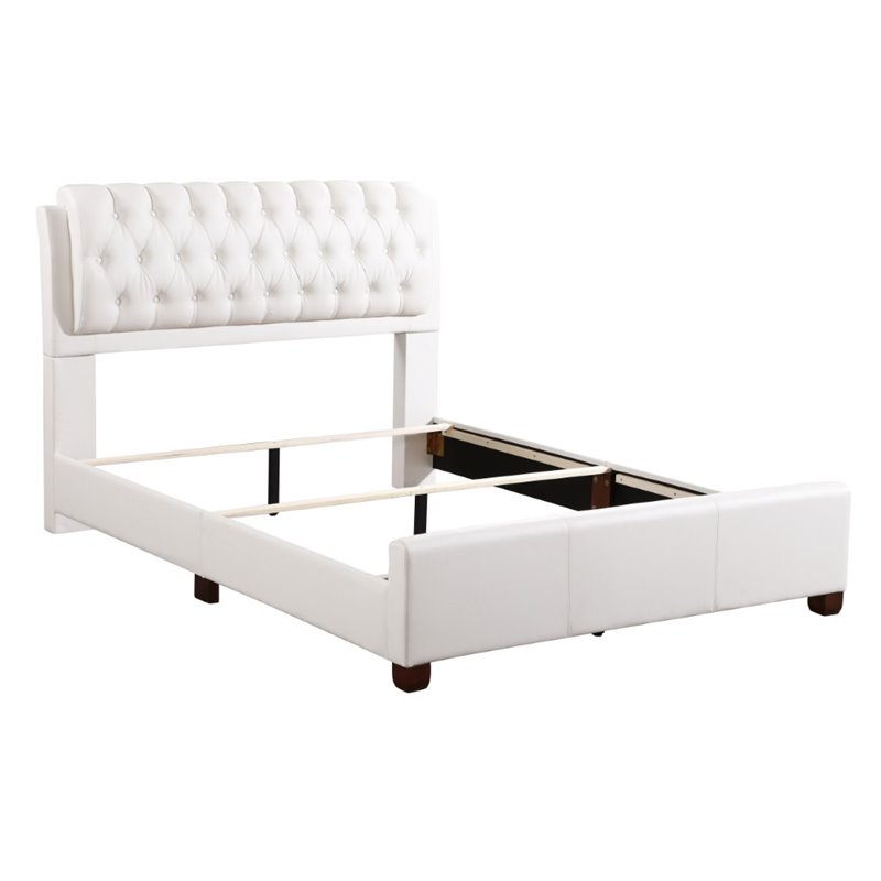 Glory Furniture Marilla Faux Leather Upholstered Queen Bed in White