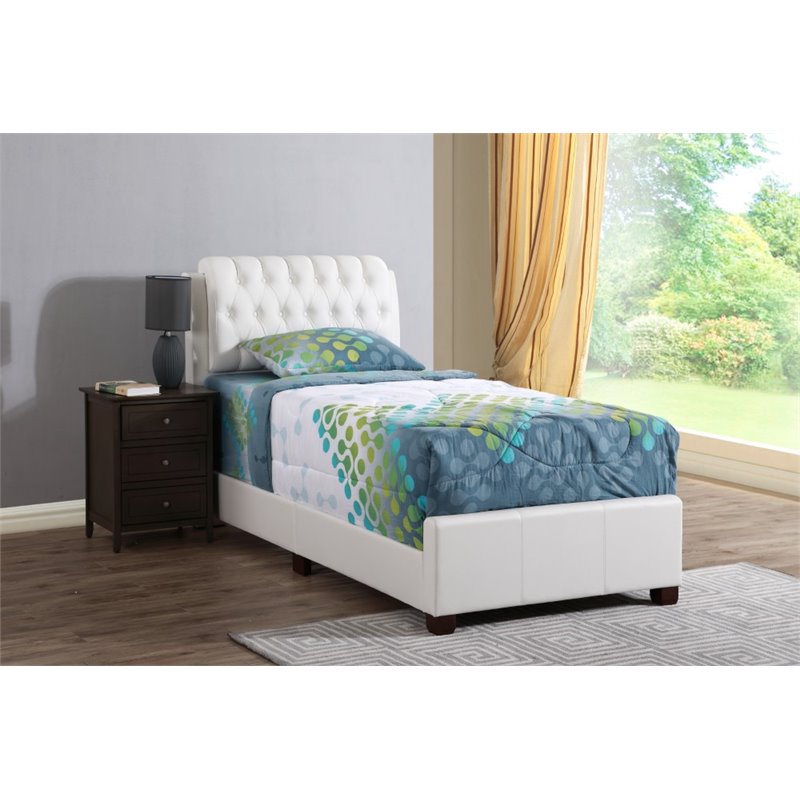 Glory Furniture Marilla Faux Leather Upholstered Twin Bed in White