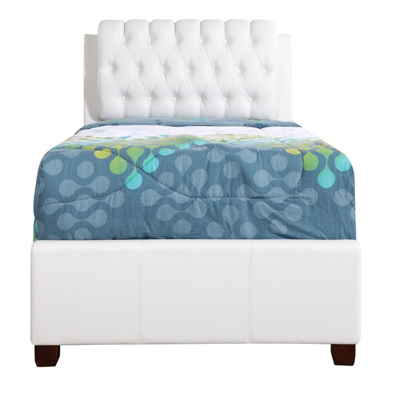 Glory Furniture Marilla Faux Leather Upholstered Twin Bed in White
