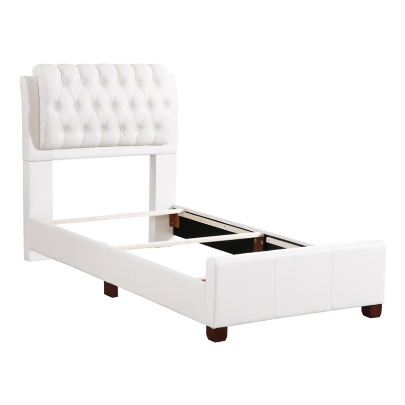 Glory Furniture Marilla Faux Leather Upholstered Twin Bed in White