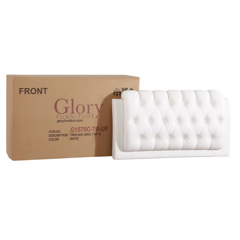 Glory Furniture Marilla Faux Leather Upholstered Twin Bed in White