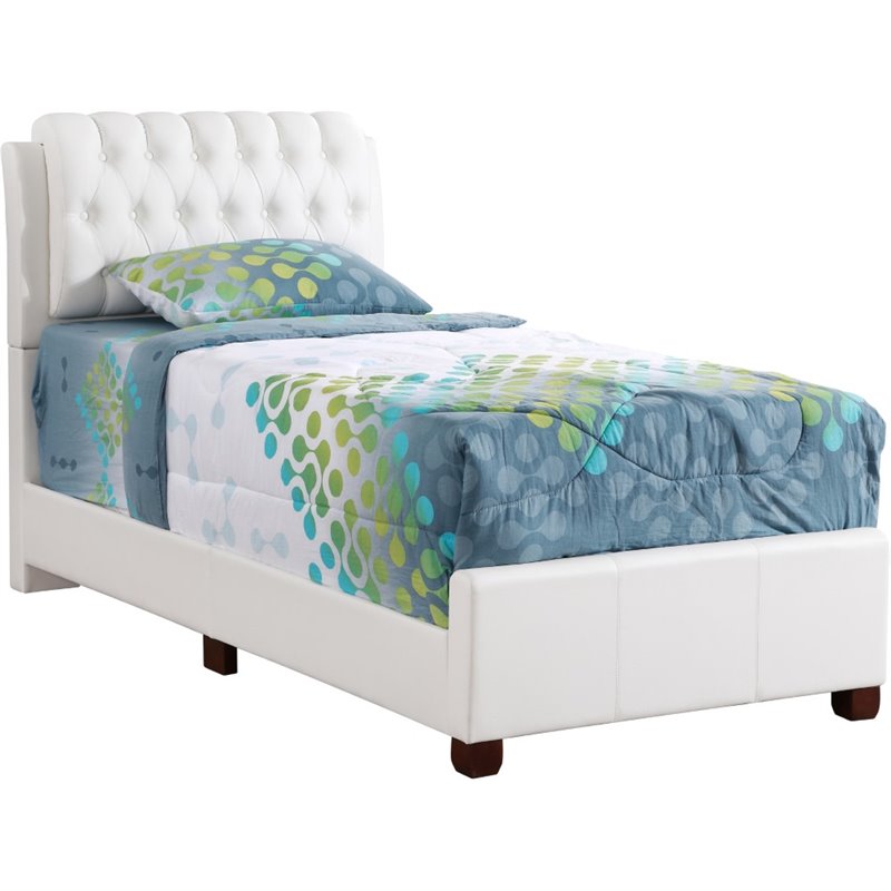Glory Furniture Marilla Faux Leather Upholstered Twin Bed in White
