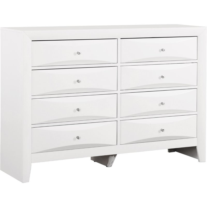 Glory Furniture Marilla 8-Drawers Bedroom Dresser in White
