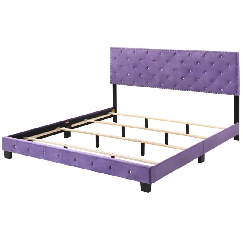 Glory Furniture Suffolk Velvet, Purple King Bed Dimensions