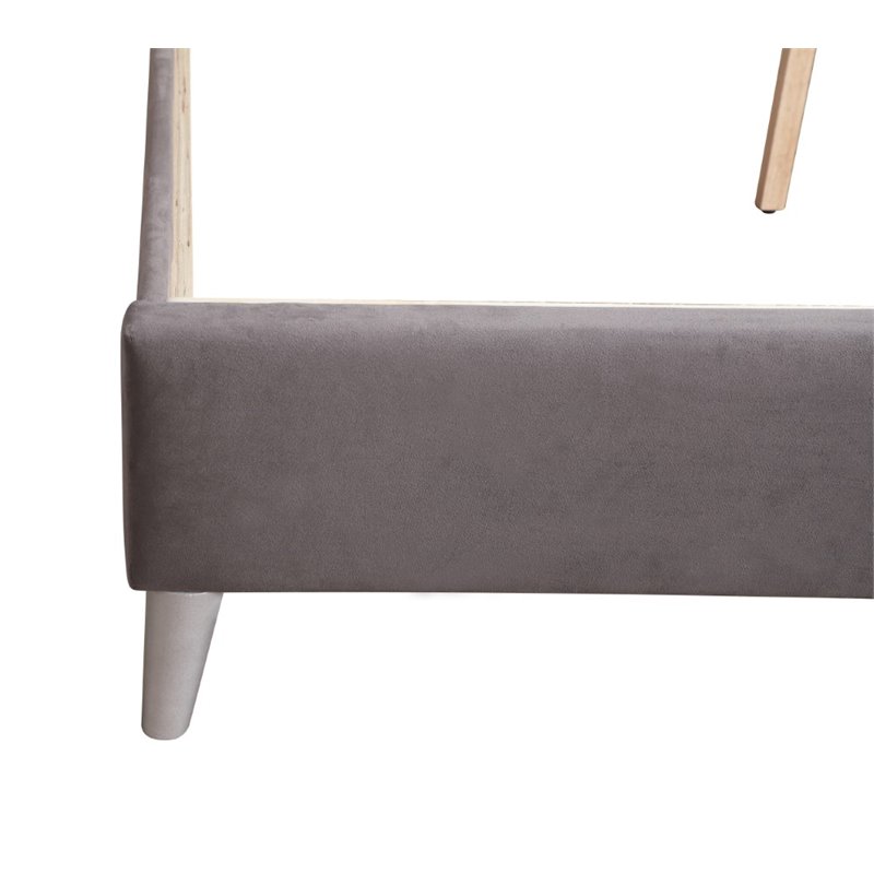 Glory Furniture Bergen Velvet Upholstered Queen Bed in Gray