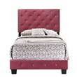 Glory Furniture Suffolk Velvet Upholstered Twin Bed in Cherry