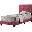 Glory Furniture Suffolk Velvet Upholstered Twin Bed in Cherry