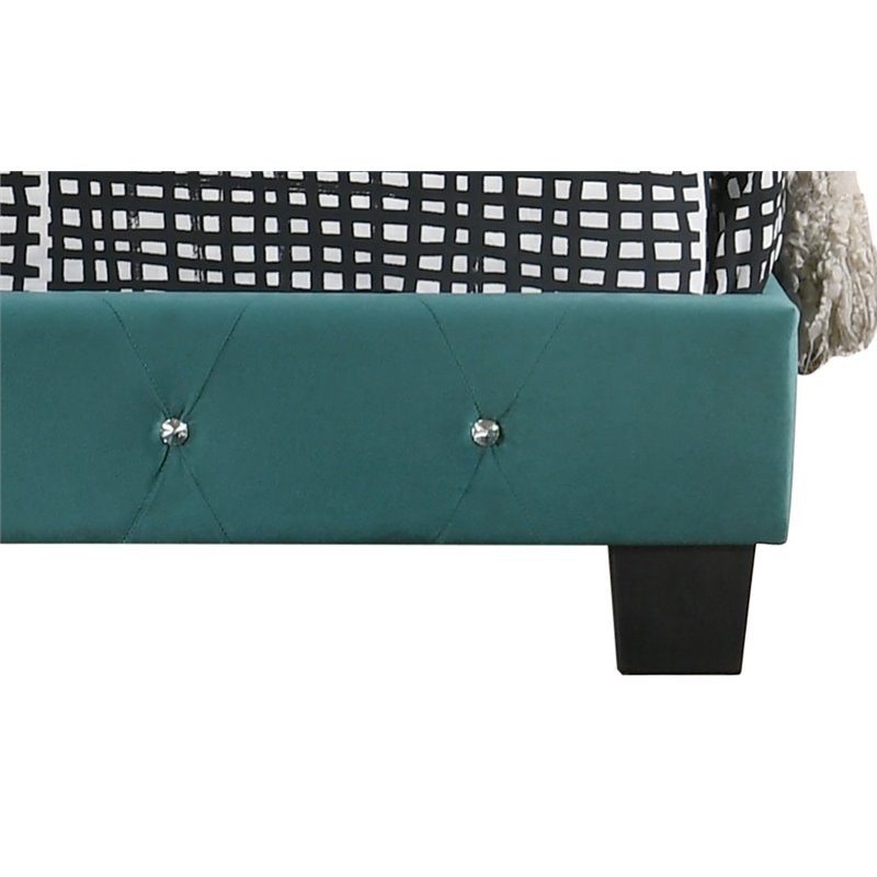 Glory Furniture Suffolk Velvet Upholstered Full Bed in Green