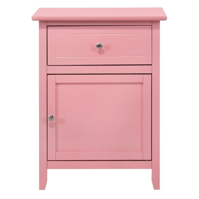 Glory Furniture Izzy Solid Wood 1-Drawer/1-Door Nightstand in Pink