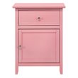 Glory Furniture Izzy Solid Wood 1-Drawer/1-Door Nightstand in Pink