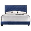 Glory Furniture Suffolk Velvet Upholstered Full Bed in Navy Blue
