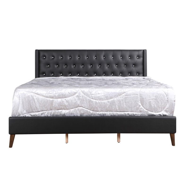 Glory Furniture Bergen Velvet Upholstered Full Bed in Black